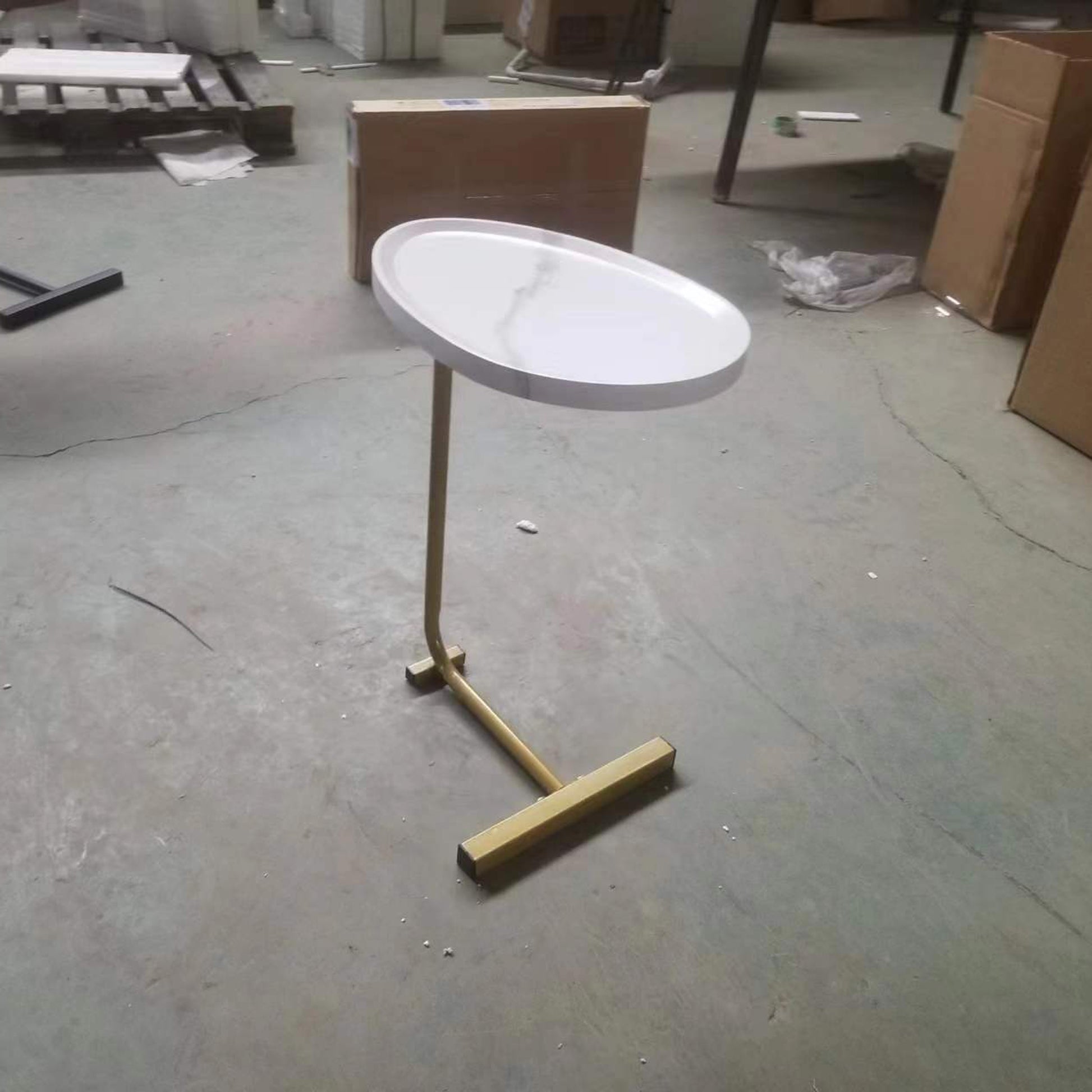 2 Pieces White C Shaped Side Table, C Shaped End Table, Side Table For Couch And Bed, Small Side Table For Small Spaces White Metal