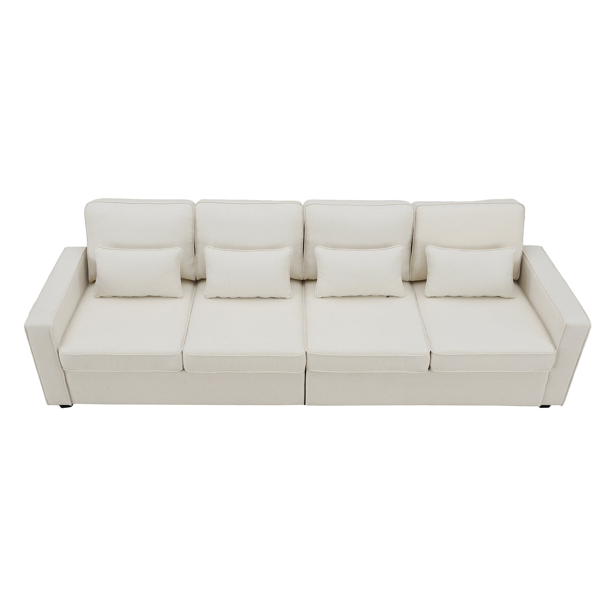104" 4 Seater Modern Linen Fabric Sofa With Armrest Pockets And 4 Pillows,Minimalist Style Couch For Living Room, Apartment, Office,3 Colors Beige Fabric 4 Seat