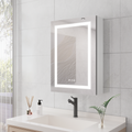 20 X 28 Inch Bathroom Medicine Cabinet With Mirror Wall Mounted Led Bathroom Mirror Cabinet With Lights, Anti Fog, Waterproof, Dimmable,3000K 6000K, Single Door,Touch Swich, Storage Shelves Adjustable Shelves Bathroom Powder Coated 3 Silver 1 2 18 To 23