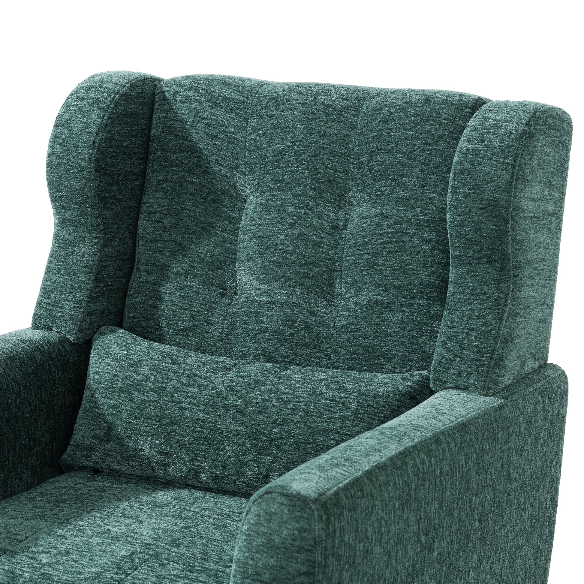 Modern Accent Chair,Chenille Arm Chairs For Living Room,Upholstered Mordern Armchair,Comfy Soft Padded Lounge Chair In Small Space, Bedroom, W Pillow, Solid Wood Leg Blackish Green Blackish Green Light Brown Primary Living Space Modern Rubberwood Foam
