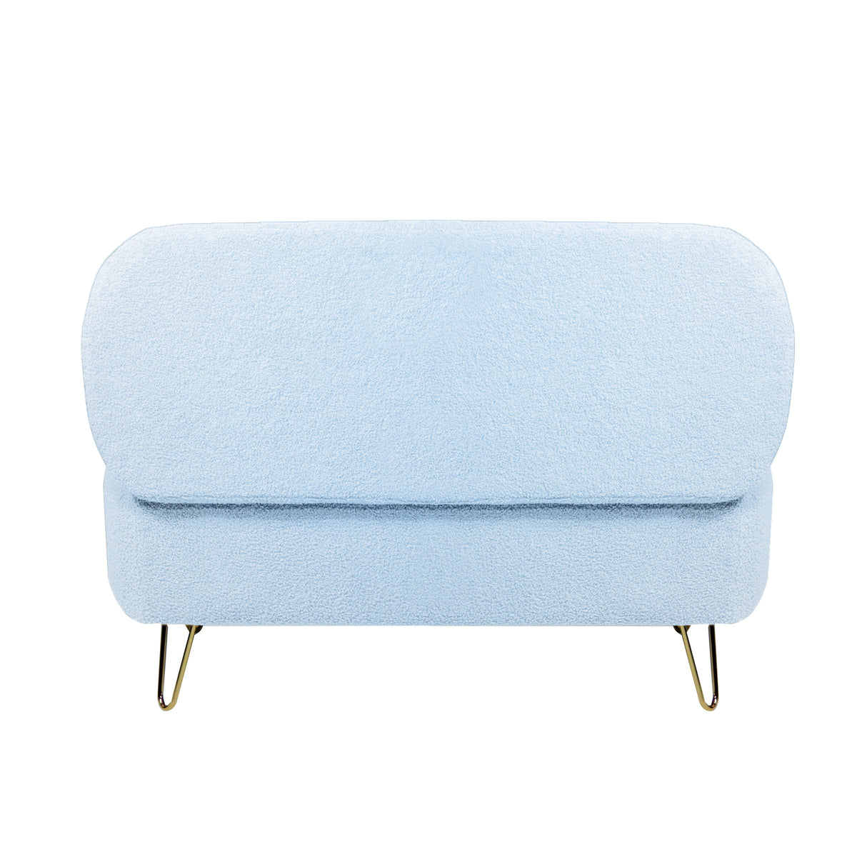 Blue Storage Ottoman Bench For End Of Bed Gold Legs, Modern Grey Faux Fur Entryway Bench Upholstered Padded With Storage For Living Room Bedroom Blue Faux Fur
