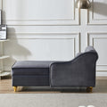 Modern Upholstery Chaise Lounge Chair With Storage Velvet Grey Grey Foam Velvet