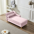 Modern Upholstery Chaise Lounge Chair With Storage Velvet Pink Pink Foam Velvet