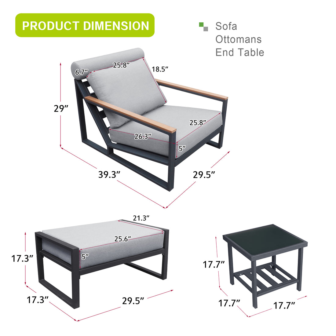 Recliner Patio Chair With Cushions And Ottoman,Waterproof Fabric Soft Cushions With Aluminium Frame Yes Complete Patio Set White Gray Seats 2 Rust Resistant Frame Fade Resistant Cushion Garden & Outdoor Casual Complete Patio Sets Aluminium Aluminium
