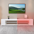 Led Tv Stand Modern Entertainment Center With Storage High Gloss Gaming Living Room Bedroom Tv Cabinet White Particle Board