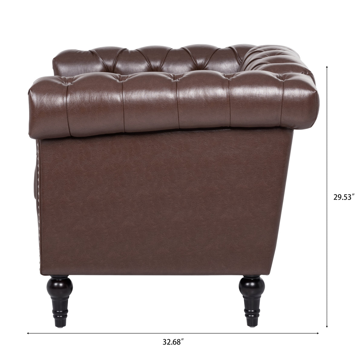 1 Seater Sofa For Living Room Brown Pu Pu
