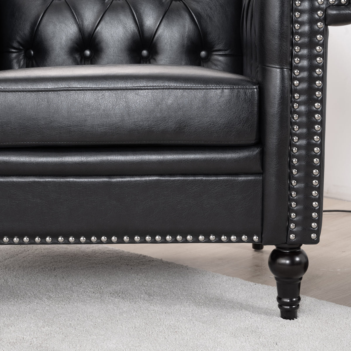 1 Seater Sofa For Living Room Black Pu