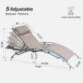 Outdoor Chaise Lounge Set Of 2 Patio Recliner Chairs With Adjustable Backrest And Removable Pillow For Indoor&Outdoor Beach Pool Sunbathing Lawn Khaki,2 Lounge Chairs Khaki Aluminium