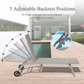 Chaise Lounge Outdoor Set Of 2, Lounge Chairs For Outside With Wheals, Outdoor Lounge Chairs With 5 Adjustable Position, Pool Lounge Chairs For Patio, Beach,Yard,Deck,Poolside Khaki, 2 Lounge Chairs Khaki Aluminium