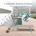 Chaise Lounge Outdoor Set Of 3, Lounge Chairs For Outside With Wheels, Outdoor Lounge Chairs With 5 Adjustable Position, Pool Lounge Chairs For Patio, Beach Khaki,2 Lounge Chairs 1 Table Khaki Aluminium