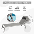 Patio Chaise Lounge Set, 3 Pieces Aluminum Adjustable Pool Lounge Chairs Textilene Sunbathing Recliner With Headrest Grey,2 Lounge Chairs 1 Table Grey Aluminium
