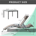 Pool Lounge Chairs Set Of 3, Adjustable Aluminum Outdoor Chaise Lounge Chairs With Metal Side Table, All Weather For Deck Lawn Poolside Backyard Khaiki, 2 Lounge Chair 1 Table Khaki Aluminium