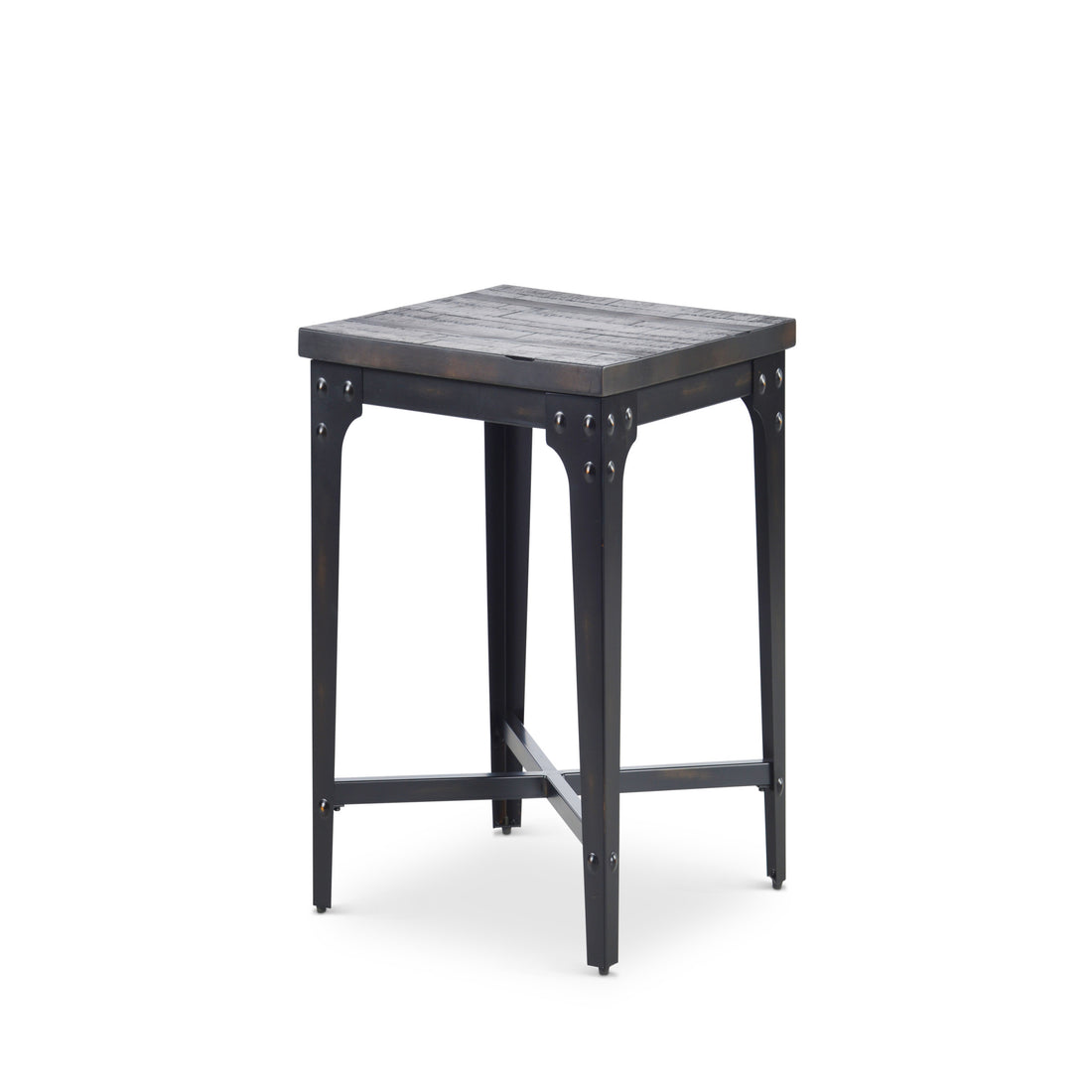 Rustic Industrial Lift Top End Table Highly Distressed Top And Base, Metal Structure Locking Casters, Functional Design Gray Solid Wood Mdf