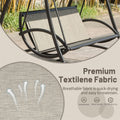 3 Seat Patio Swing Chair, Outdoor Porch Swing With Adjustable Canopy And Durable Steel Frame, Patio Swing Glider For Garden, Deck, Porch, Backyard Dark Brown Steel
