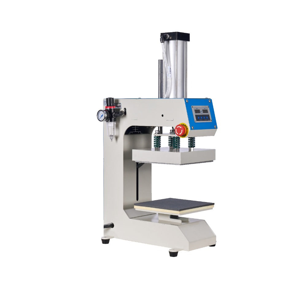 8X8 Label Pneumatic Heat Press Machine Blue Grey Aluminium