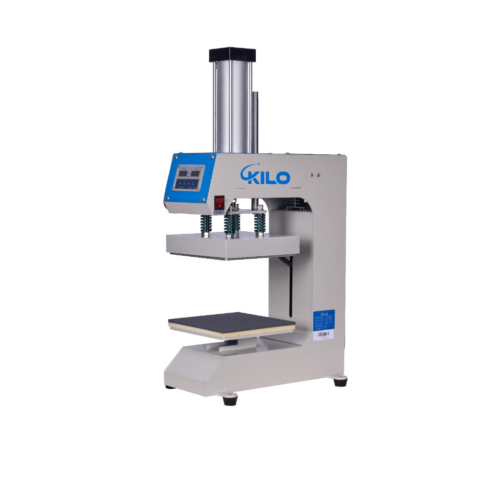 8X8 Label Pneumatic Heat Press Machine Blue Grey Aluminium