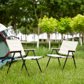2 Piece Folding Outdoor Chair For Indoor, Outdoor Camping, Picnics, Beach,Backyard, Bbq, Party, Patio, Beige Beige Garden & Outdoor Modern Oxford Fabric