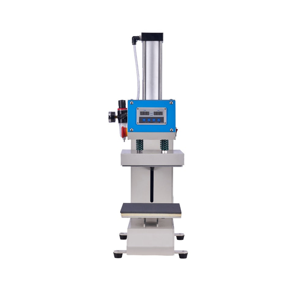 8X8 Label Pneumatic Heat Press Machine Blue Grey Aluminium
