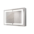 Bathroom Medicine Cabinet With Lights, 36 24 Inch Led Medicine Cabinet With Mirror, Wall Cabinet With Shelves, Double Door Lighted Medicine Cabinet With Defogger, Dimmable, Wall Mount Mirror Included Bathroom Powder Coated 3 Silver 2 2 36 To 47 In 24 To
