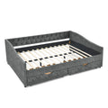 Queen Size Daybed With Drawers Upholstered Tufted Sofa Bed,With Button On Back And Copper Nail On Waved Shape Arms, Grey 84.5
