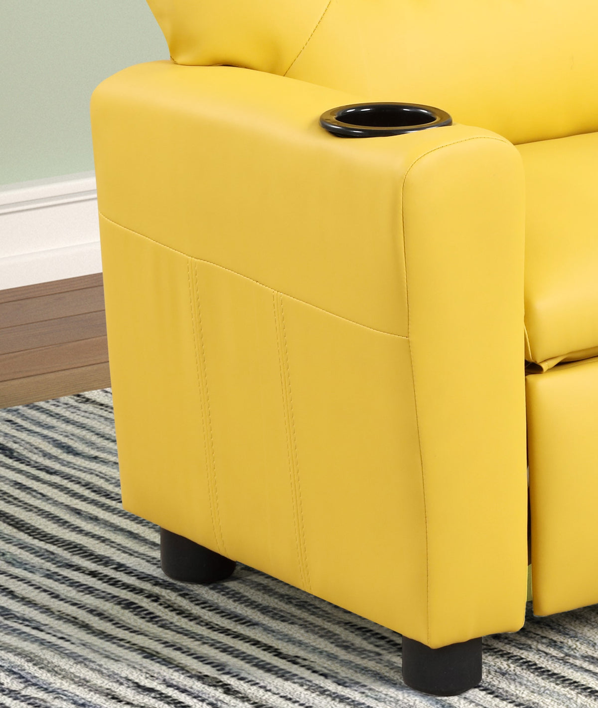Marisa 22" Yellow Pu Leather Kids Recliner Chair With Cupholder Yellow Pu Leather