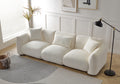 Mid Century Modern Couch 3 Seater Sofa Upholstered For Living Room, Bedroom, Beige Beige Boucle