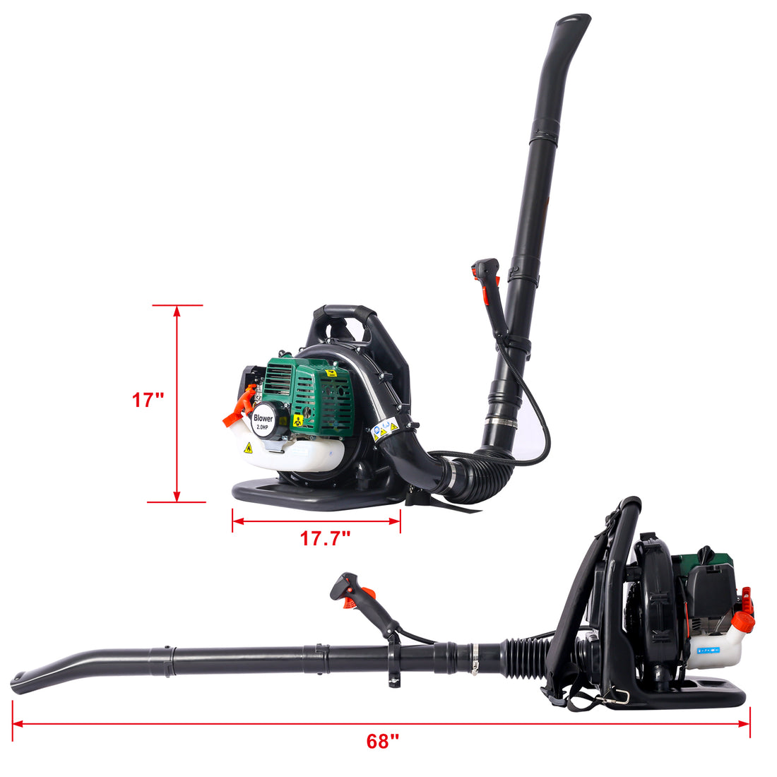 Osakapro 52Cc 2 Cycle Gas Backpack Leaf Blower With Extention Tube,Green Green Plastic