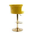 Coolmore Swivel Bar Stools Set Of 2 Adjustable Counter Height Chairs With Footrest For Kitchen, Dining Room 2Pc Set Yellow Velvet