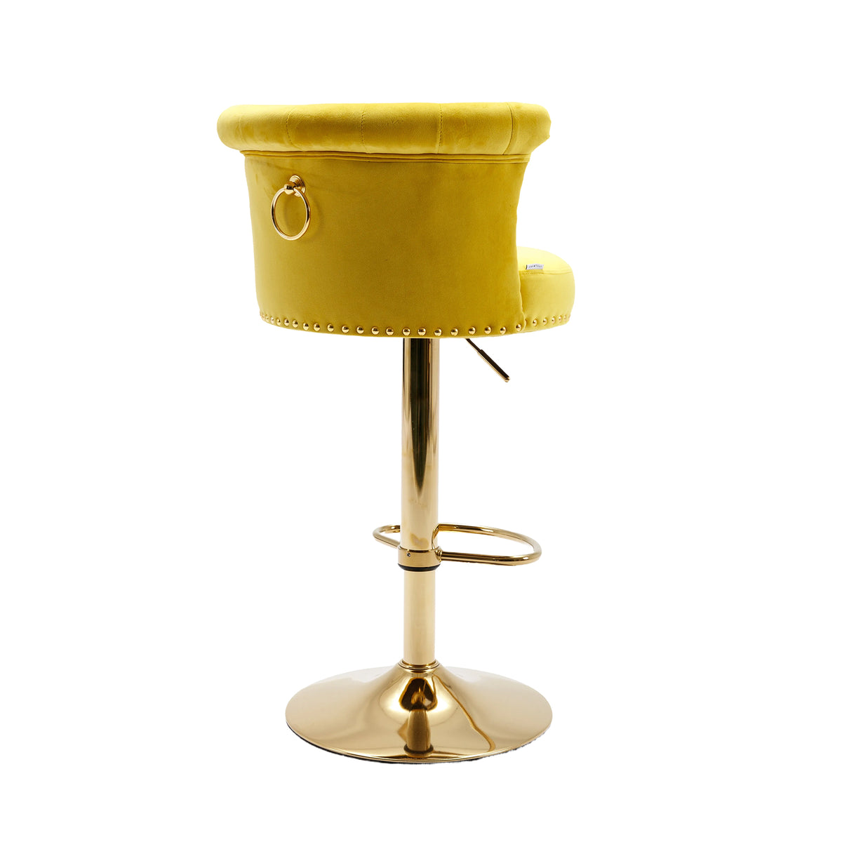 Coolmore Swivel Bar Stools Set Of 2 Adjustable Counter Height Chairs With Footrest For Kitchen, Dining Room 2Pc Set Yellow Velvet