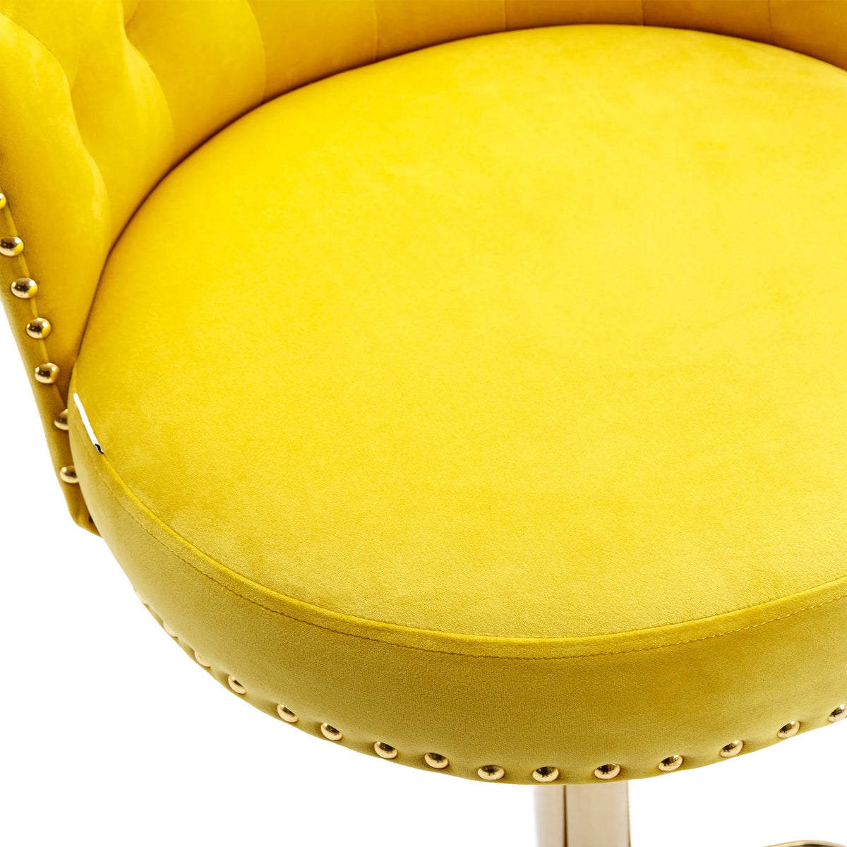 Coolmore Swivel Bar Stools Set Of 2 Adjustable Counter Height Chairs With Footrest For Kitchen, Dining Room 2Pc Set Yellow Velvet