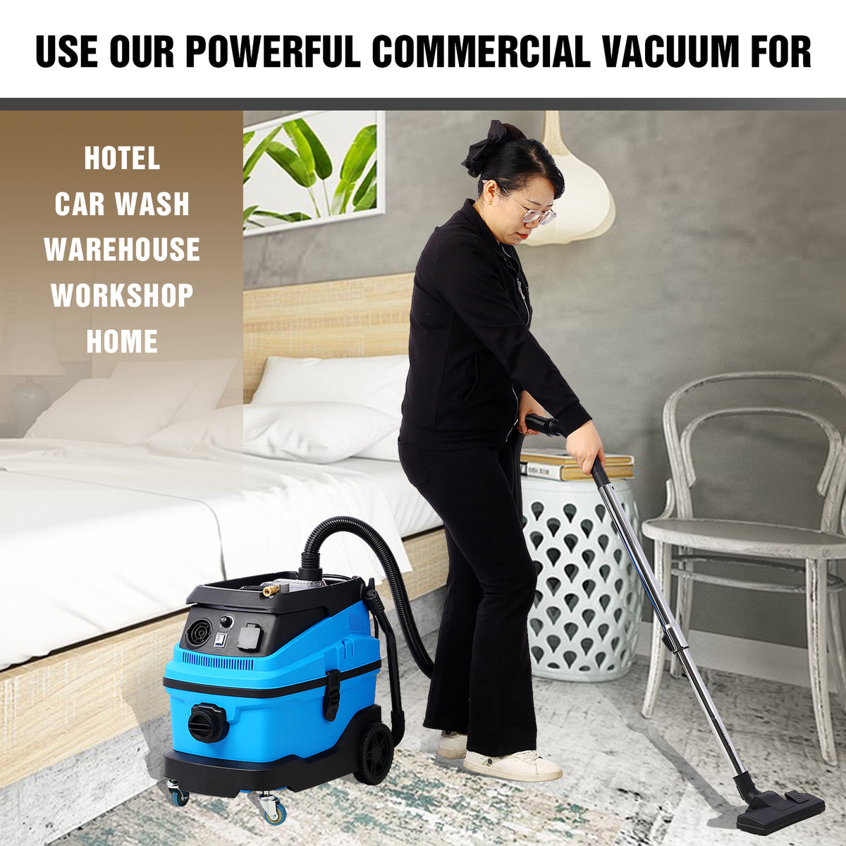 Wet Dry Blow Vacuum 3 In 1 Shop Vacuum Cleaner With More Than 18Kpa Powerful Suction Great For Garage, Home, Workshop, Hard Floor And Pet Hair 8 Gallon Large Capacity 6 Peak Hp 1200W Black Blue Polypropylene