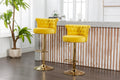 Coolmore Swivel Bar Stools Set Of 2 Adjustable Counter Height Chairs With Footrest For Kitchen, Dining Room 2Pc Set Yellow Velvet