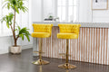 Coolmore Swivel Bar Stools Set Of 2 Adjustable Counter Height Chairs With Footrest For Kitchen, Dining Room 2Pc Set Yellow Velvet