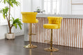 Coolmore Swivel Bar Stools Set Of 2 Adjustable Counter Height Chairs With Footrest For Kitchen, Dining Room 2Pc Set Yellow Velvet