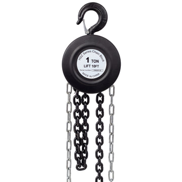 Chain Hoist 2200Lbs 1T Capacity 10Ft With 2 Heavy Duty Hooks,Manual Chain Hoist Steel Construction,Black Black Steel