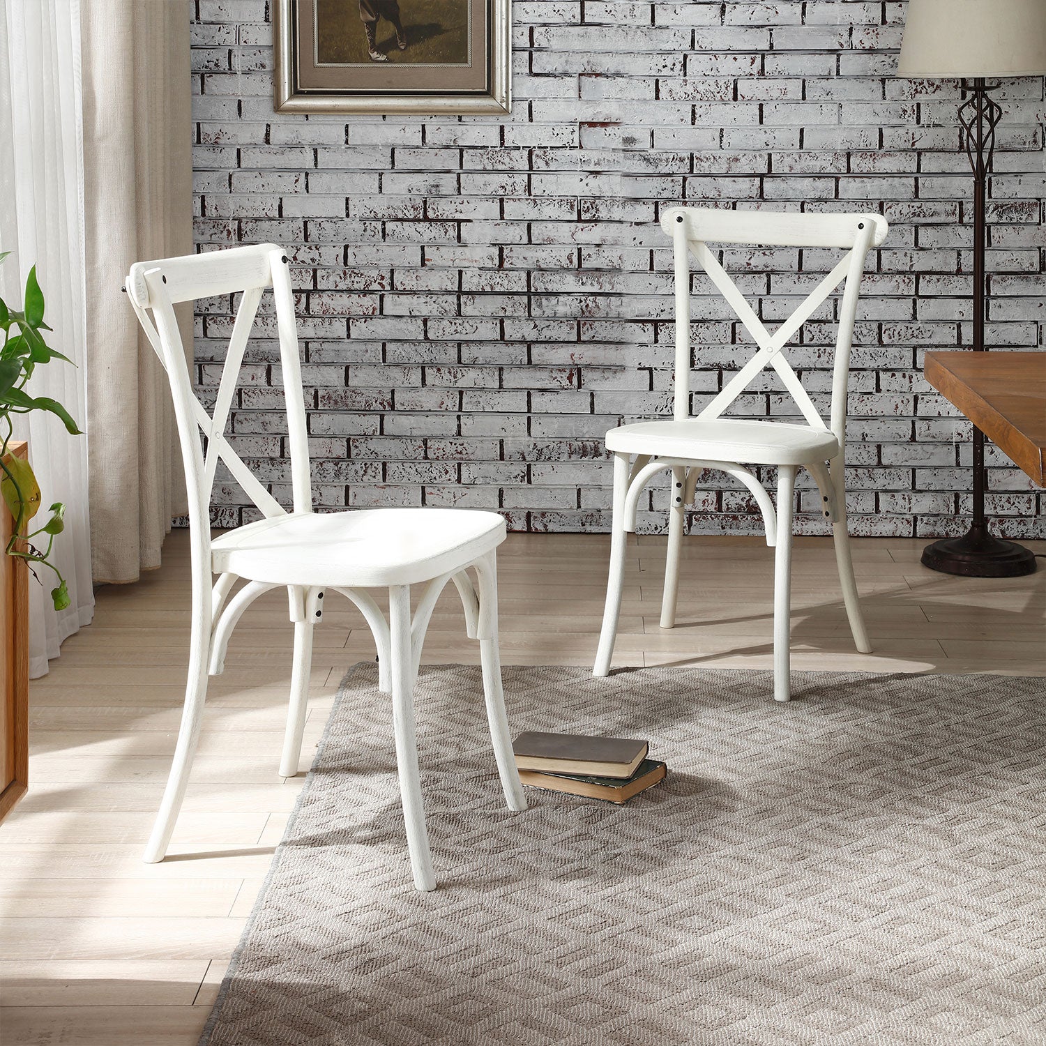 2 Pack Resin X Back Chair, Dining Chair Furniture 2 Pack, Modern Farmhouse Cross Back Chair For Kitchen,Lime Wash Lime White Resin