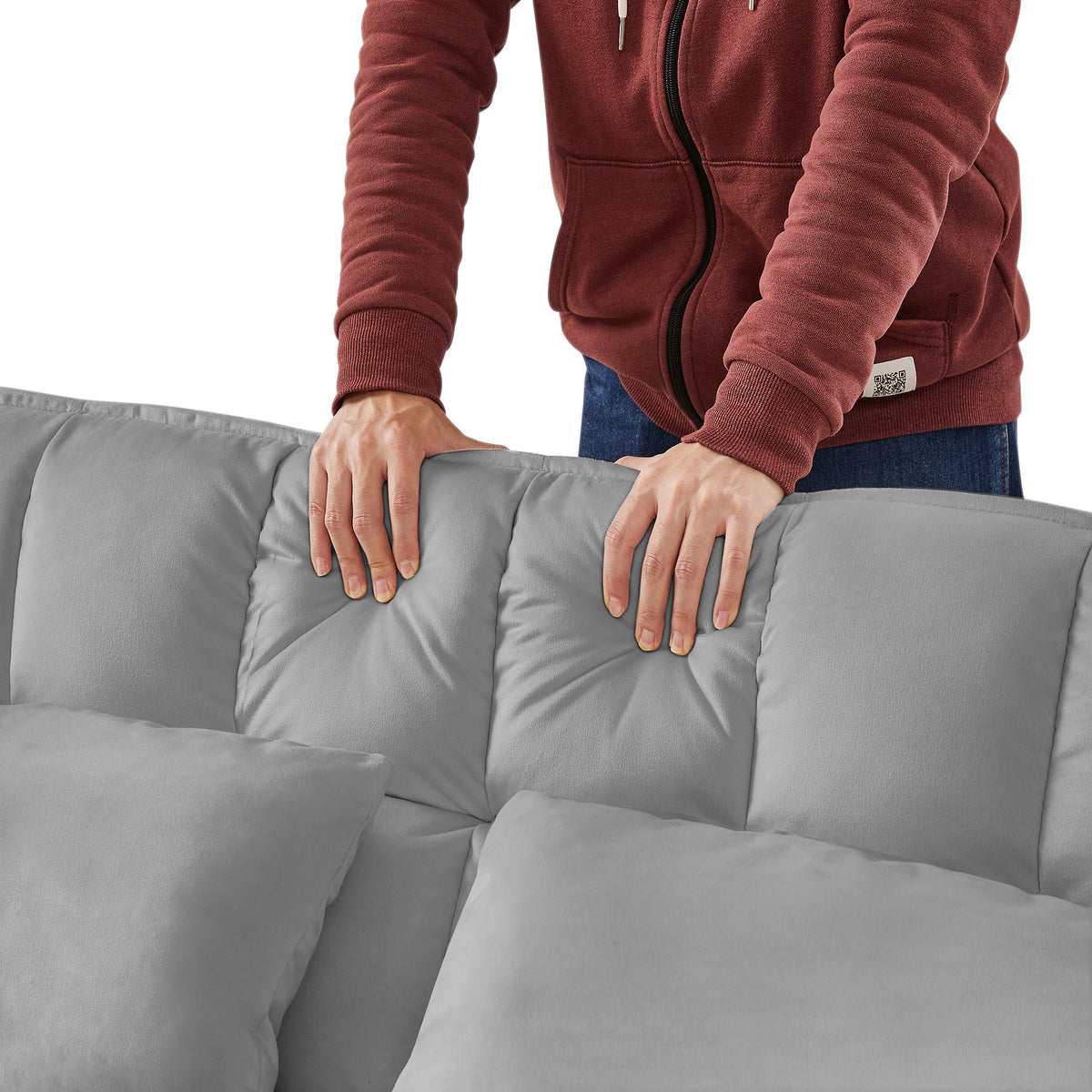 Grey Velvet Loveseat Sofa Bed 7Cm Legs Grey Wood Tufted Back Square Arms Foam Velvet 2 Seat
