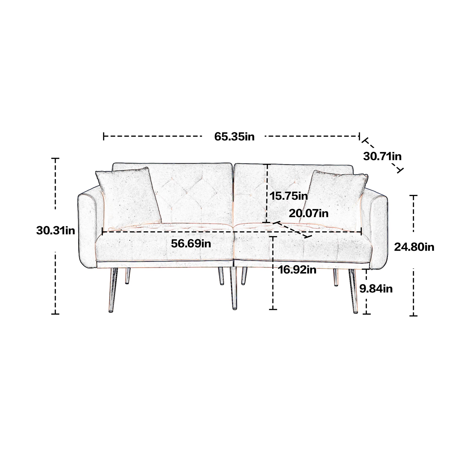 Coolmore Velvet Sofaaccent Sofa .Seat Sofa With Metal Feet Beige Polyester