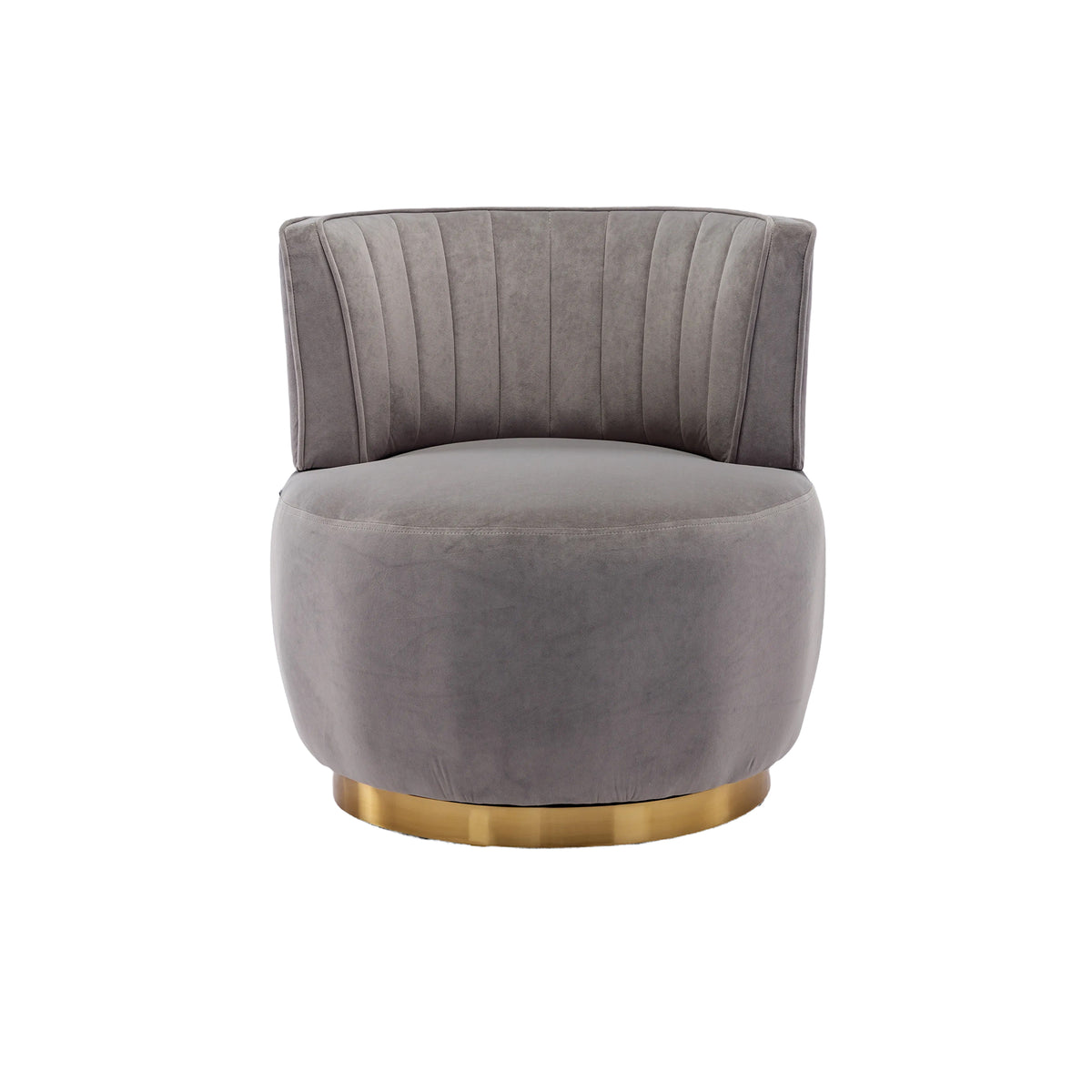 Coolmore 360 Degree Swivel Cuddle Barrel Accent Sofa Chairs, Round Armchairs With Wide Upholstered, Fluffy Velvet Fabric Chair For Living Room, Bedroom, Office, Waiting Rooms Gray Foam Velvet
