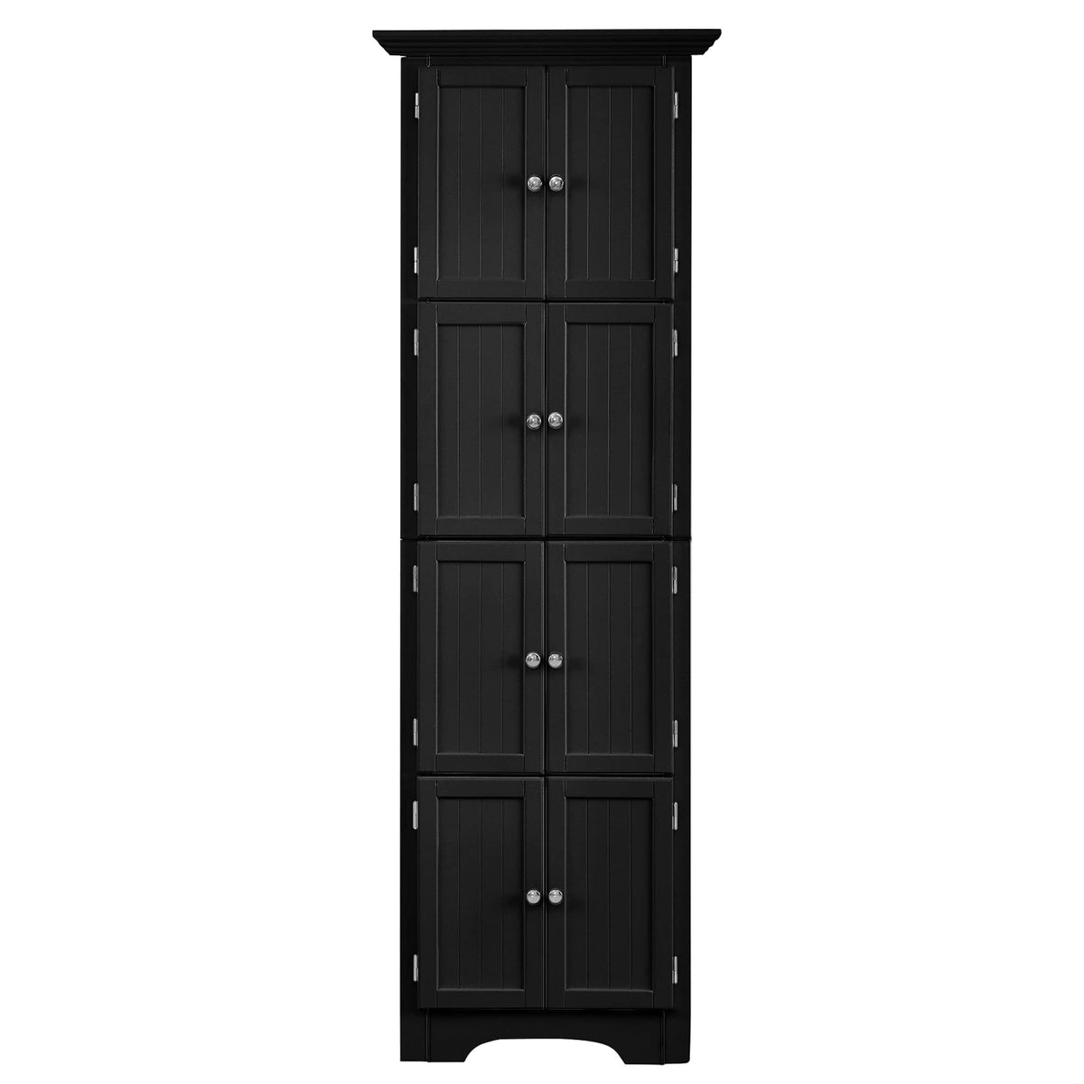 Tall Storage Cabinet With Doors And 4 Shelves For Living Room, Kitchen, Office, Bedroom, Bathroom, Modern, Black Black Mdf