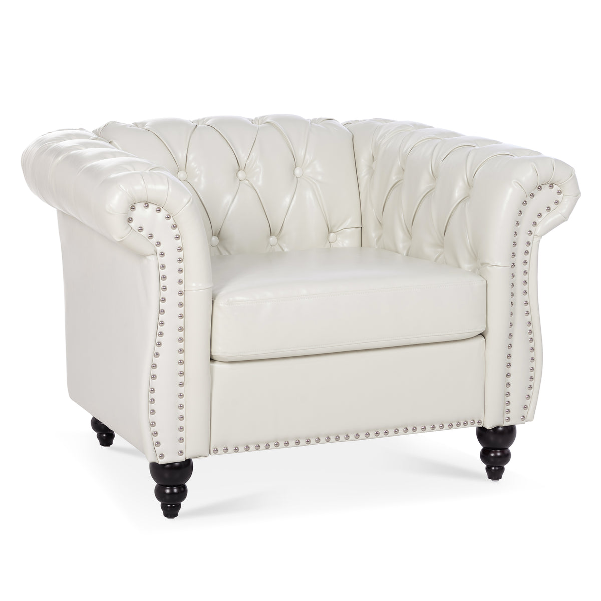 1 Seater Sofa For Living Room White Pu