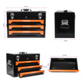 3 Drawers Tool Box With Tool Set Orange Orange Steel