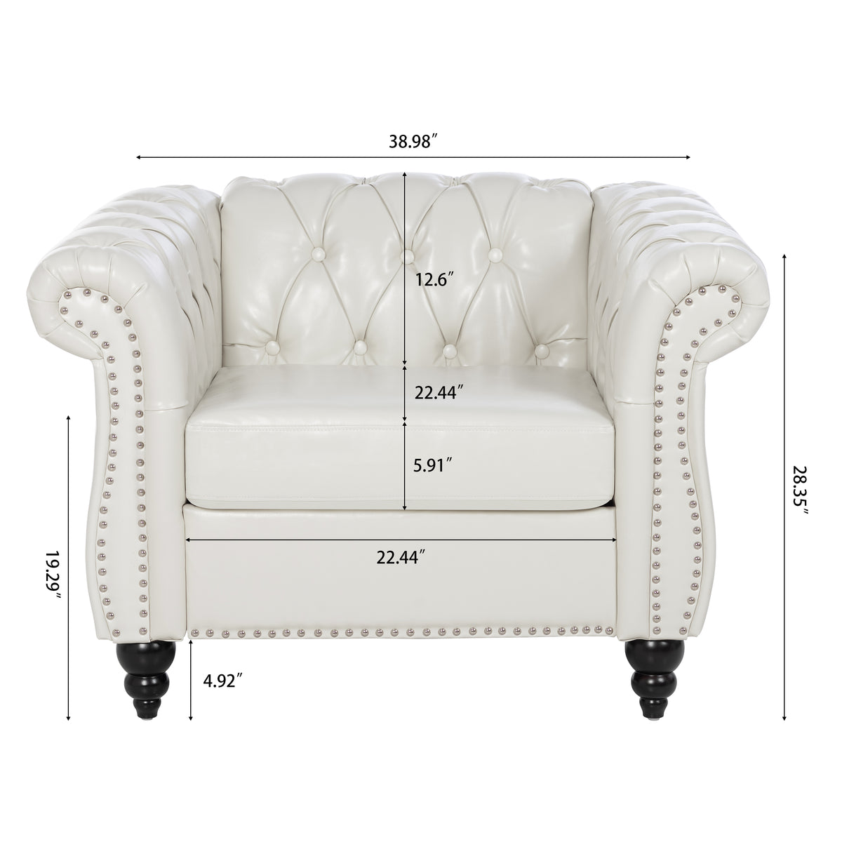 1 Seater Sofa For Living Room White Pu