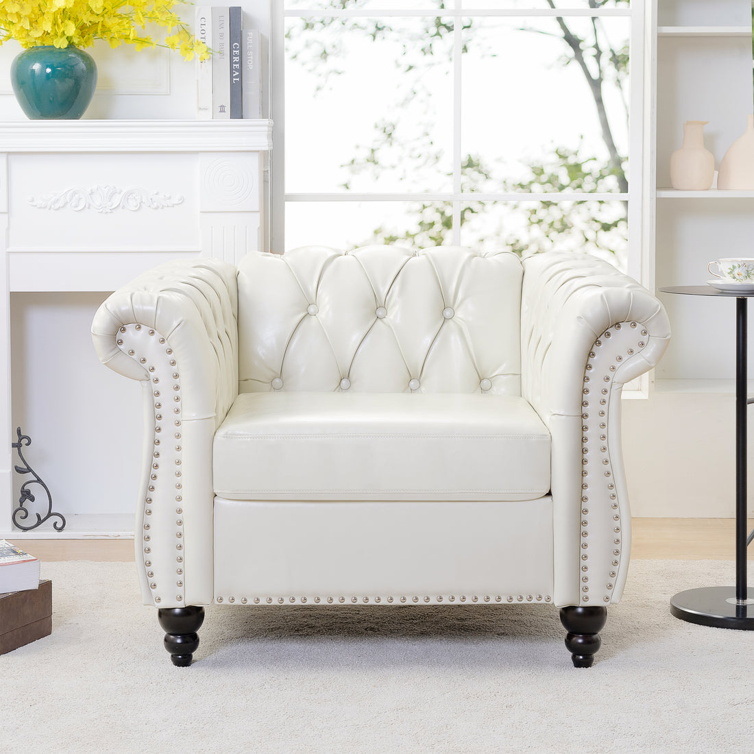 1 Seater Sofa For Living Room White Pu
