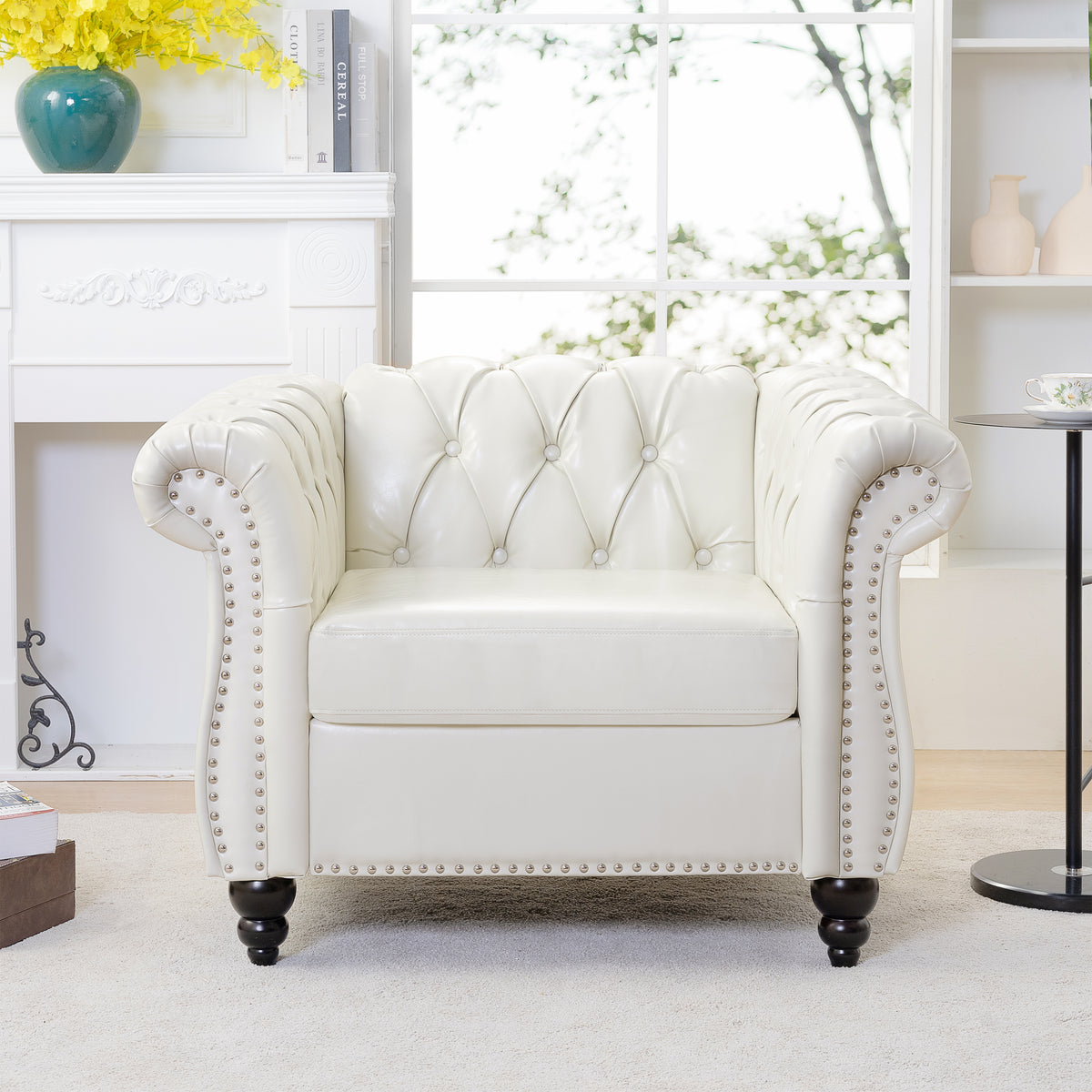 1 Seater Sofa For Living Room White Pu