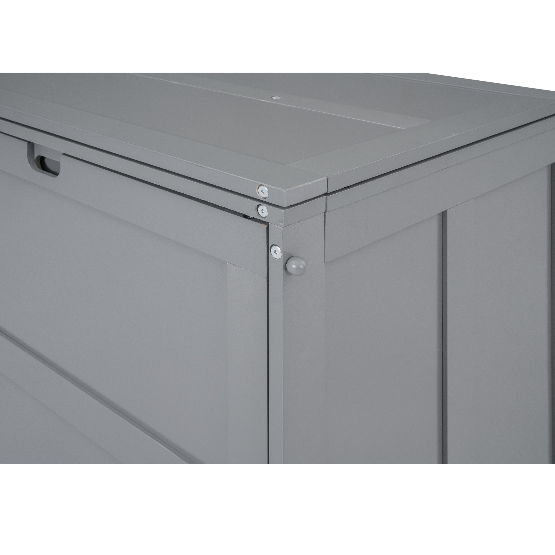 Queen Size Murphy Bed With Rotable Desk, Gray Box Spring Not Required Queen Gray Wood Bedroom Pine Bed Frame Solid Wood Mdf