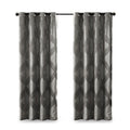 Ogee Knitted Jacquard Total Blackout Curtain Panel Only 1 Pc Panel Charcoal Polyester