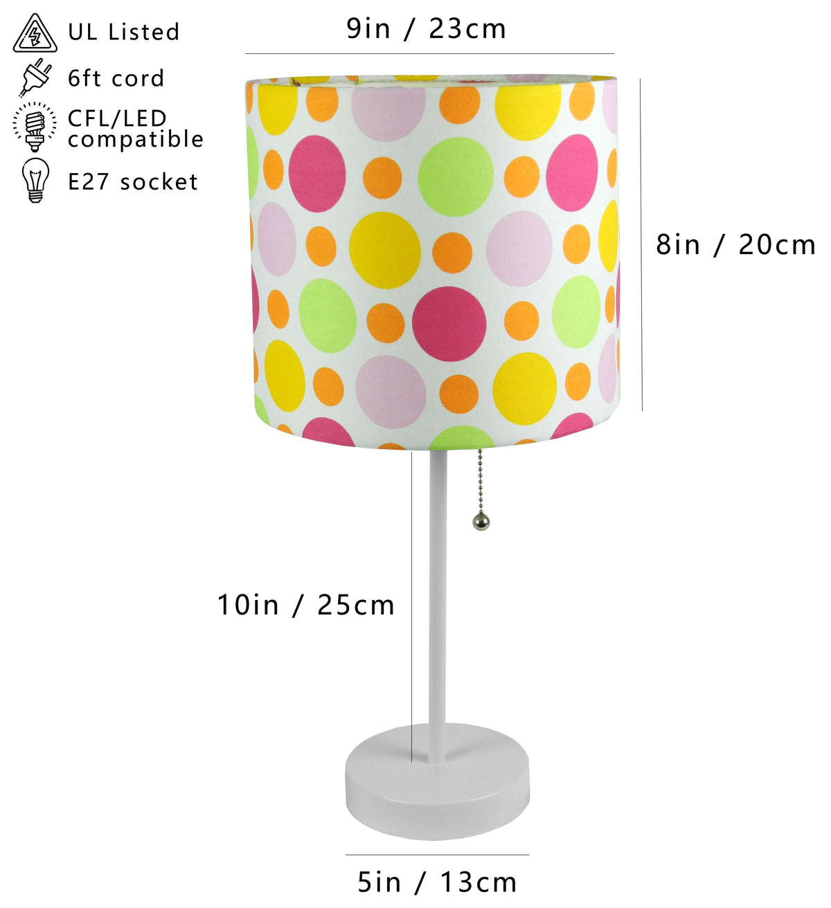 19"H White Pull Table Lamp 1Pc Ctn 0.73 3.19 Brushed Nickel Metal