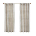 Plaid Rod Pocket And Back Tab Curtain Panel With Fleece Lining Natural Polyester