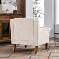 Beige Accent Chair, Living Room Chair, Footrest Chair Set With Vintage Brass Studs, Button Tufted Upholstered Armchair For Living Room, Comfy Reading Chair For Bedroom, Reception Room Beige Linen